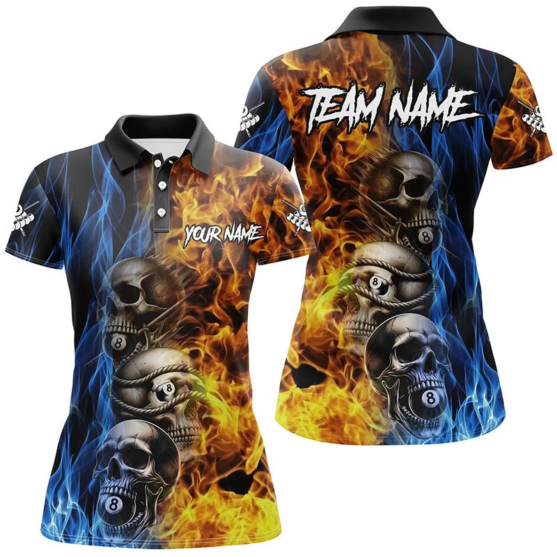 Einzigartiges Damen 3D Billardshirt mit Skull, Feuer und Wasser T2085 - Outfitsuche