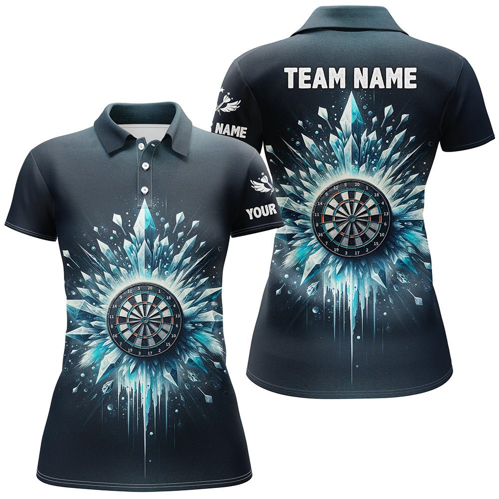 Eisblaues Damen-Darts-Poloshirt | Personalisiertes Darts-Shirt für Frauen | Darts-Teamtrikot L1362 - Outfitsuche