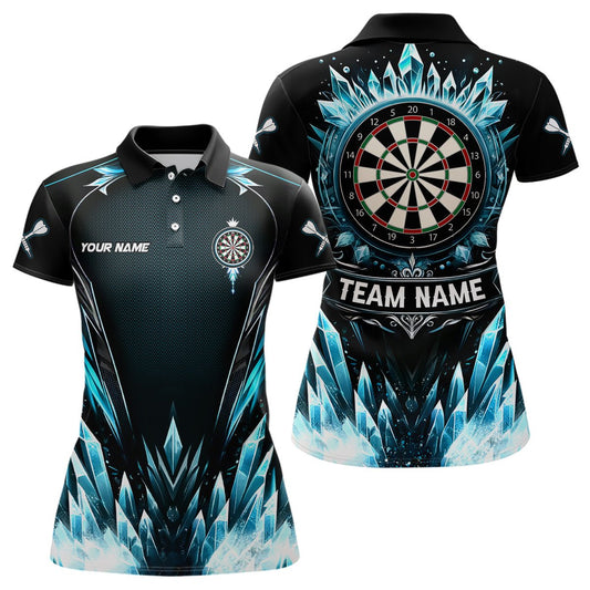 Eisblaues Dartboard Damen Darts Polo Shirt - Coole Darts Bluse für Frauen - Personalisierte Dart Trikots L1241 - Outfitsuche