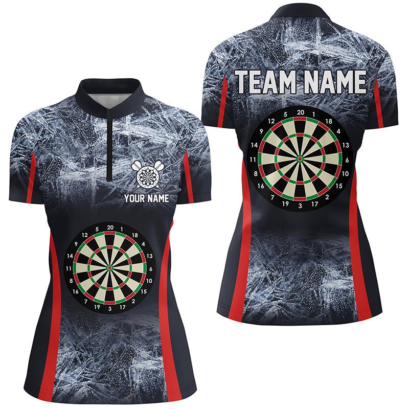 Eisblaues Darts Quarter-Zip-Shirt | Personalisiertes Darts-Shirt für Damen | Darts Team Trikot L1358 - Outfitsuche