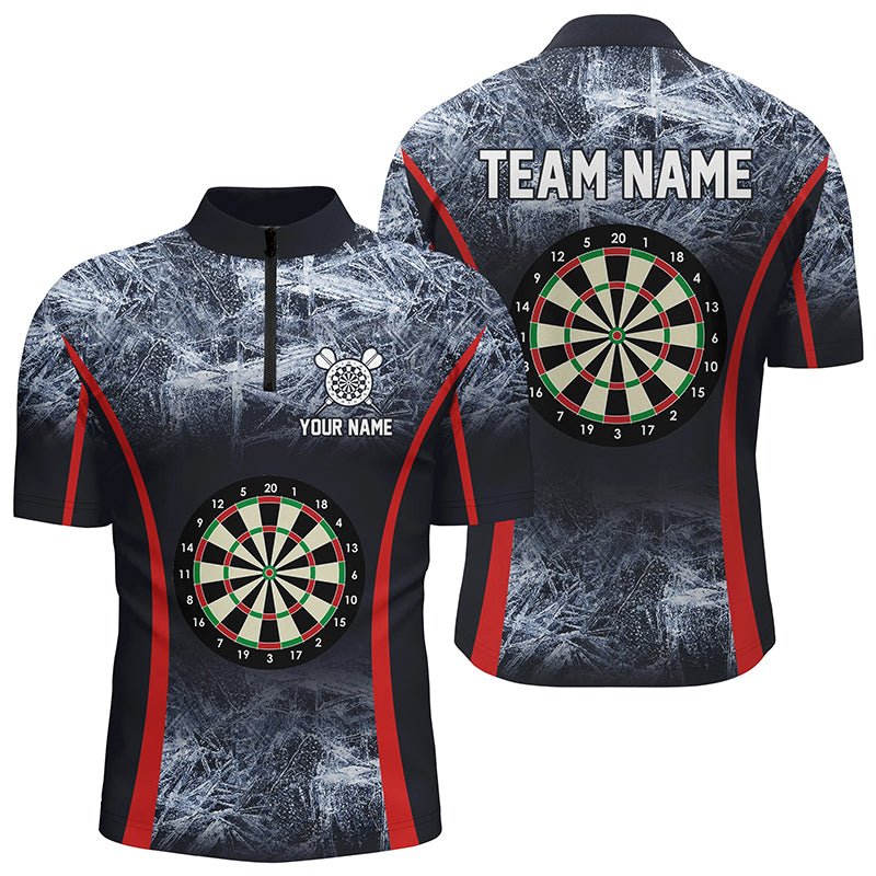 Eisblaues Herren-Darts-Quarter-Zip-Shirt | Personalisiertes Darts-Shirt für Herren | Darts-Team-Trikot L1358 - Outfitsuche