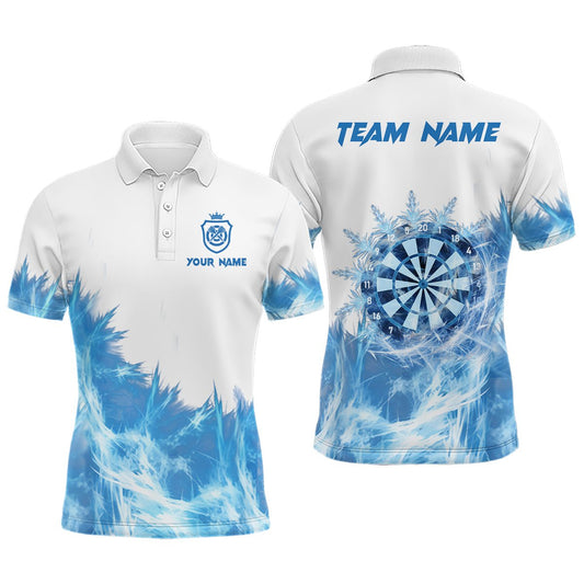 Eisblaues weißes Herren-Dartspoloshirt | Personalisiertes Dartshirt für Männer | Dartteam-Trikot L1377 - Outfitsuche