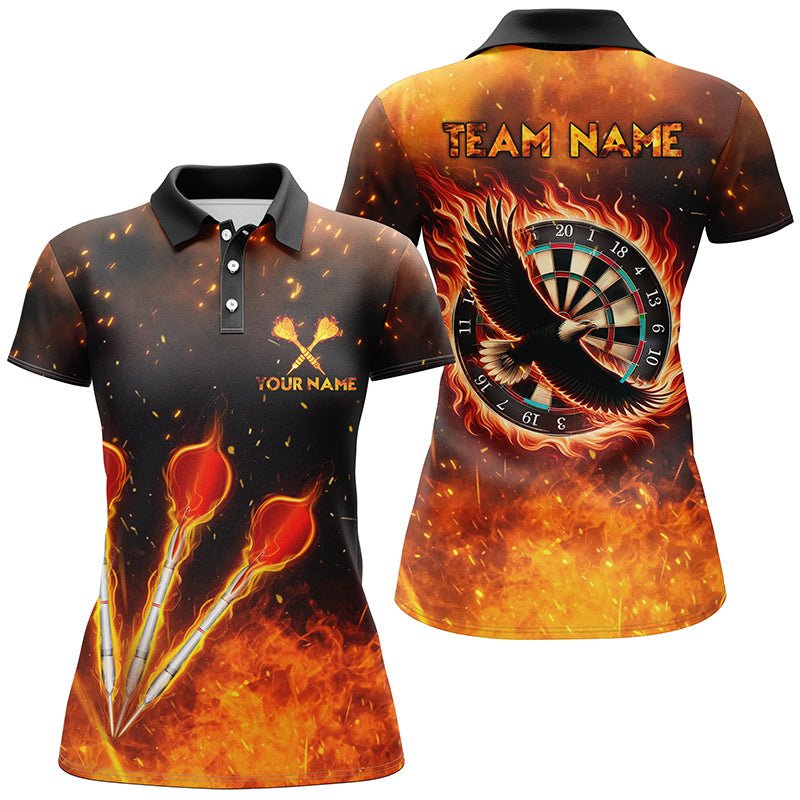 Feuerflamme Adler Damen Darts Polo Shirt | Personalisiertes Darts Shirt für Frauen | Dart Trikots | L1441 - Outfitsuche