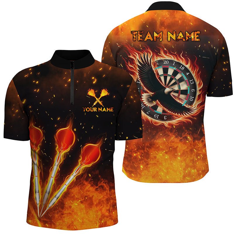 Feuerflamme Adler Darts Viertel-Zip-Shirt | Personalisiertes Darts-Shirt für Herren | Dart Trikots L1441 - Outfitsuche