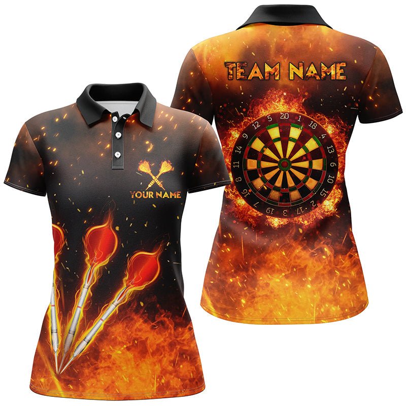 Feuerflamme Damen Darts Polo Shirt | Personalisiertes Darts Shirt für Frauen | Dart Trikot | Orange | L1440 - Outfitsuche