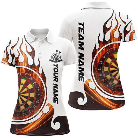 Feuerflamme Dartboard Damen Darts Polo Shirt | Maßgeschneiderte Dartshirts für Frauen | Dart Trikots L1348 - Outfitsuche