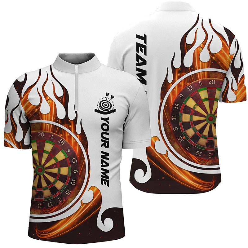 Feuerflamme Dartboard Herren Darts Viertel-Zip-Shirt | Individuelle Dartshirts für Männer | Dart Trikots L1348 - Outfitsuche