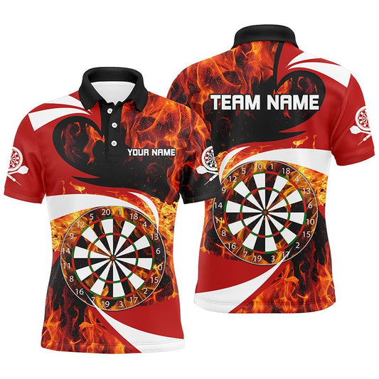 Feuerflamme Dartboard Herren Rotes Dart Polo Shirt Personalisiertes Darts Shirt Für Männer Dart Trikots L1365 - Outfitsuche