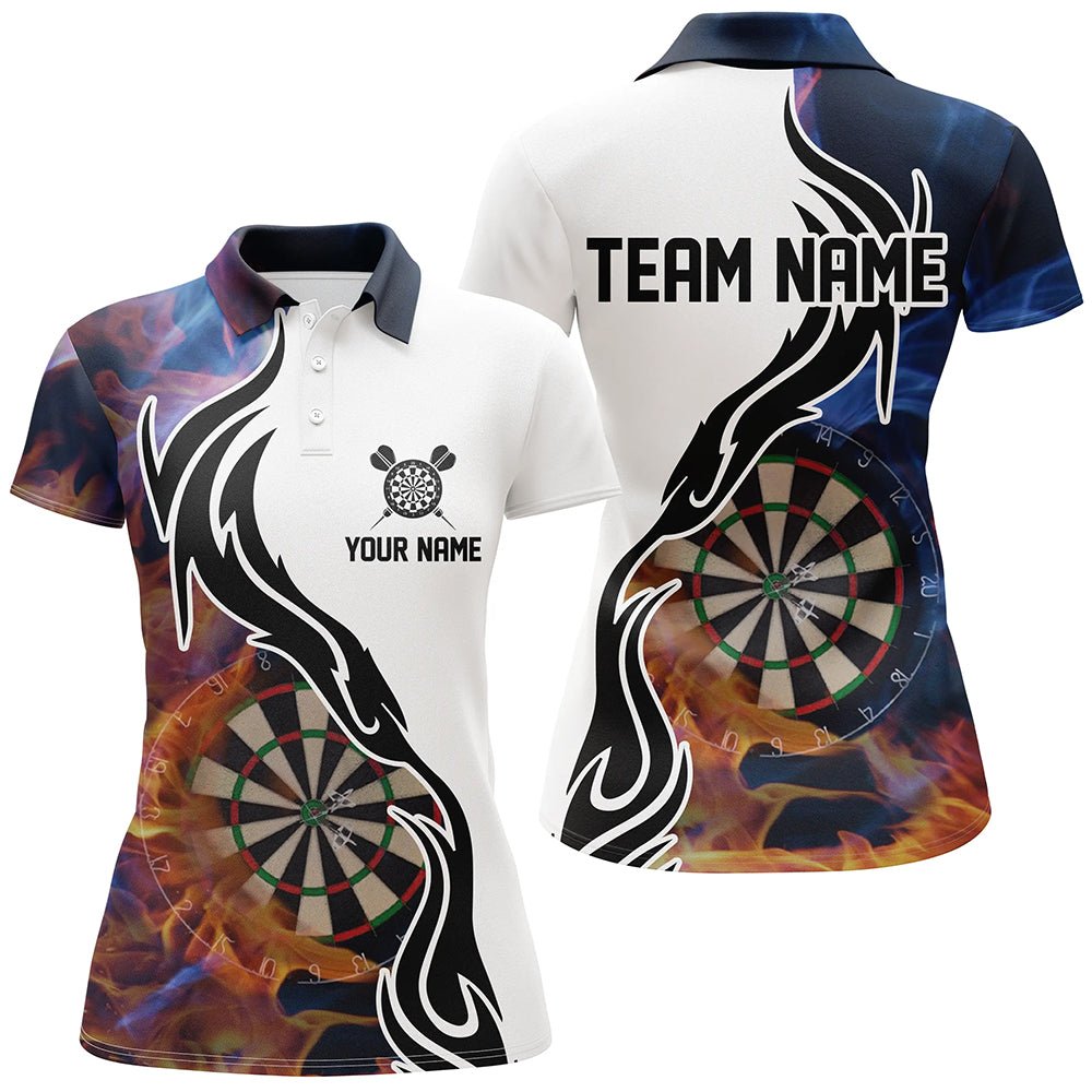 Feuerflamme Dartscheibe Damen Dart Polo Shirt Personalisiertes Darts Shirt für Frauen Dart Trikots L1363 - Outfitsuche