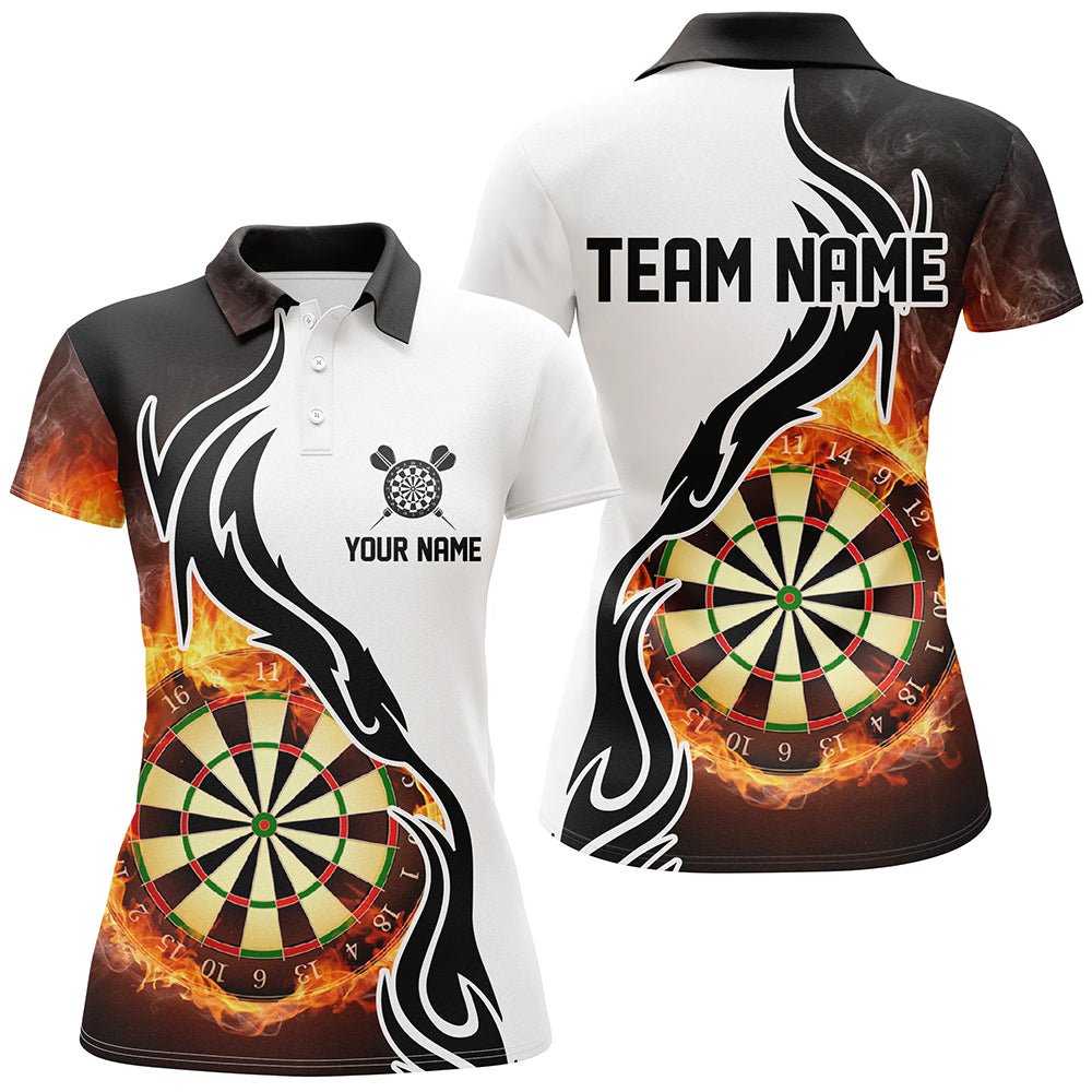 Feuerflamme Dartscheibe Damen Dart Polo Shirt Personalisiertes Dartshirt für Frauen Dart Trikots L1364 - Outfitsuche