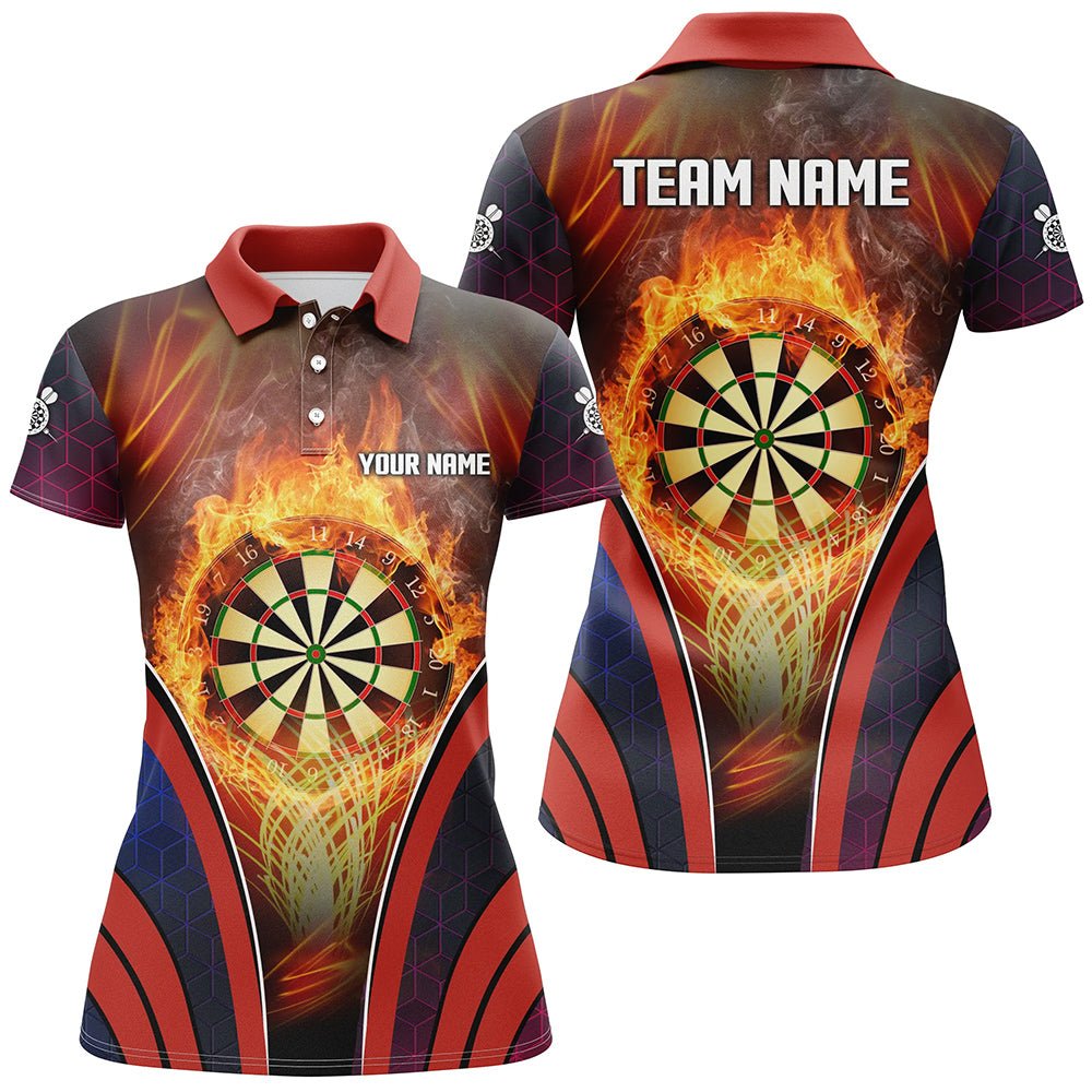 Feuerflamme Orange Sport Damen Darts Polo Shirt | Maßgeschneidertes Darts Shirt für Herren | Dart Trikots L1445 - Outfitsuche