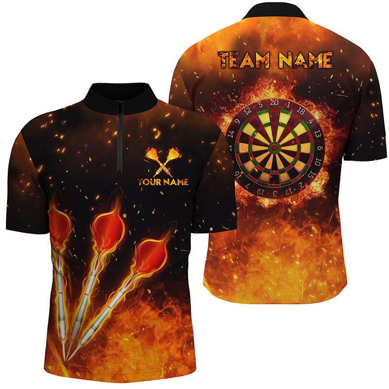 Feuerflamme Orange Sport Darts Viertelreißverschluss-Shirt | Personalisiertes Darts-Shirt für Herren | Dart Trikots L1440 - Outfitsuche