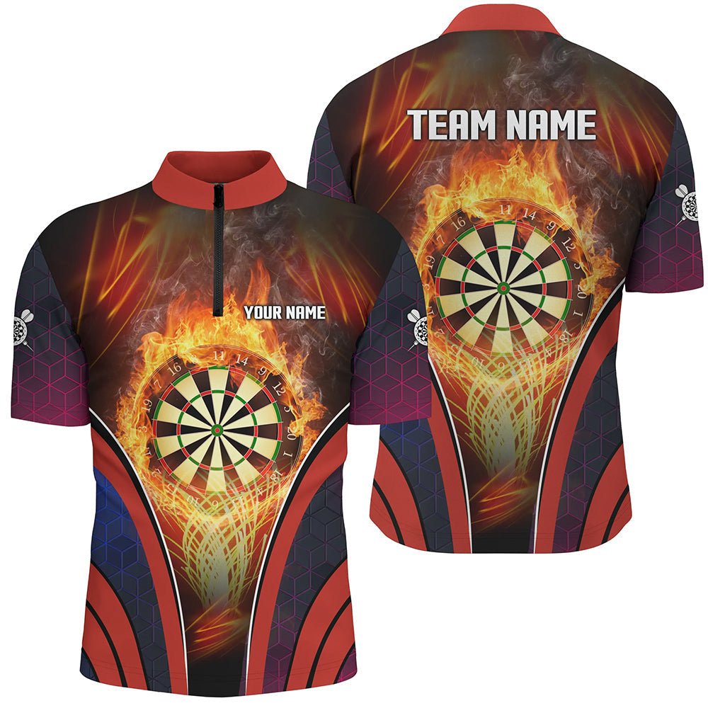 Feuerflamme Orange Sport Herren Darts Polo Shirt | Personalisiertes Darts Shirt für Männer | Dart Trikots | L1445 - Outfitsuche