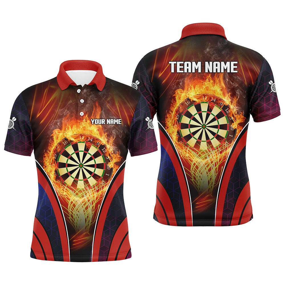 Feuerflamme Orange Sport Herren Darts Polo Shirt | Personalisiertes Darts Shirt für Männer | Dart Trikots | L1445 - Outfitsuche