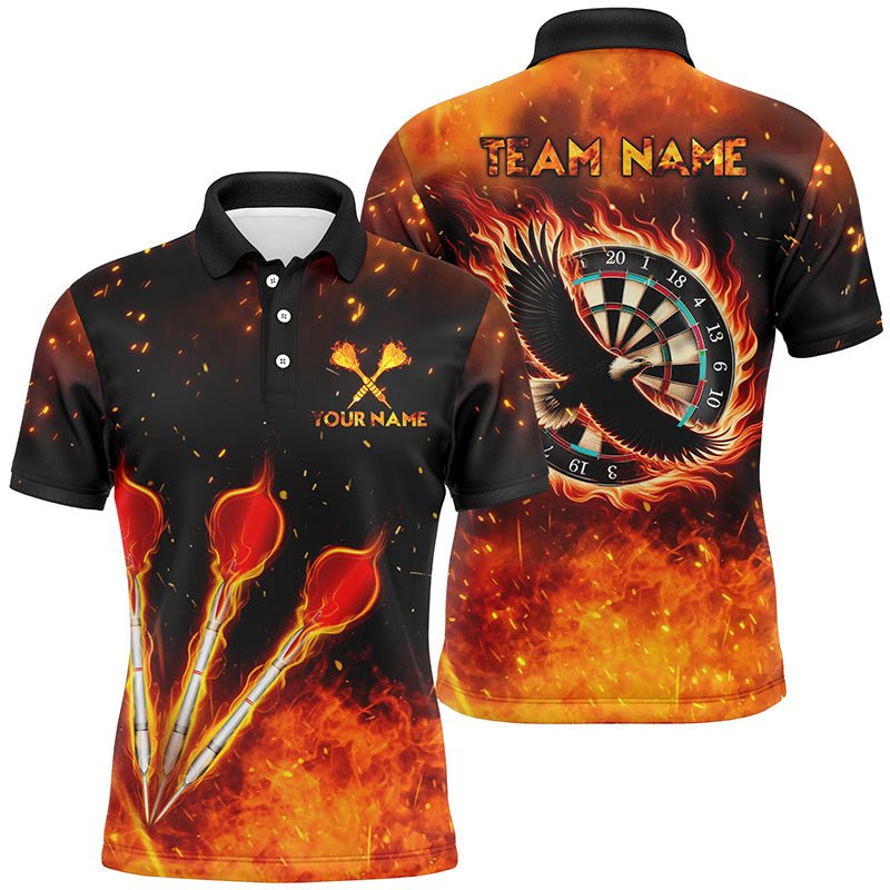 Feuerflammen-Adler Herren-Dartspoloshirt in Orange | Personalisiertes Dartshirt für Männer | Darttrikot L1441 - Outfitsuche