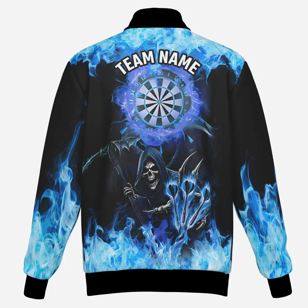 Feuerflammen - Dartscheibe mit individuellem Totenkopf - Motiv – Gruselige Dart Jacket für Männer | Blau T2903 - Outfitsuche