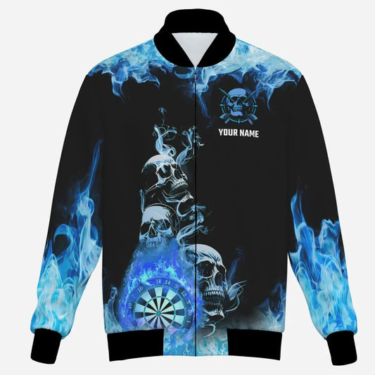 Feuerflammen - Dartscheibe mit individuellem Totenkopf - Motiv – Gruselige Dart Jacket für Männer | Blau T2903 - Outfitsuche