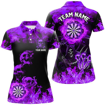 Feurige Darts - Shirts mit Totenkopf für Frauen – Gruselige Dart - Trikots | Lila T2905 - Outfitsuche