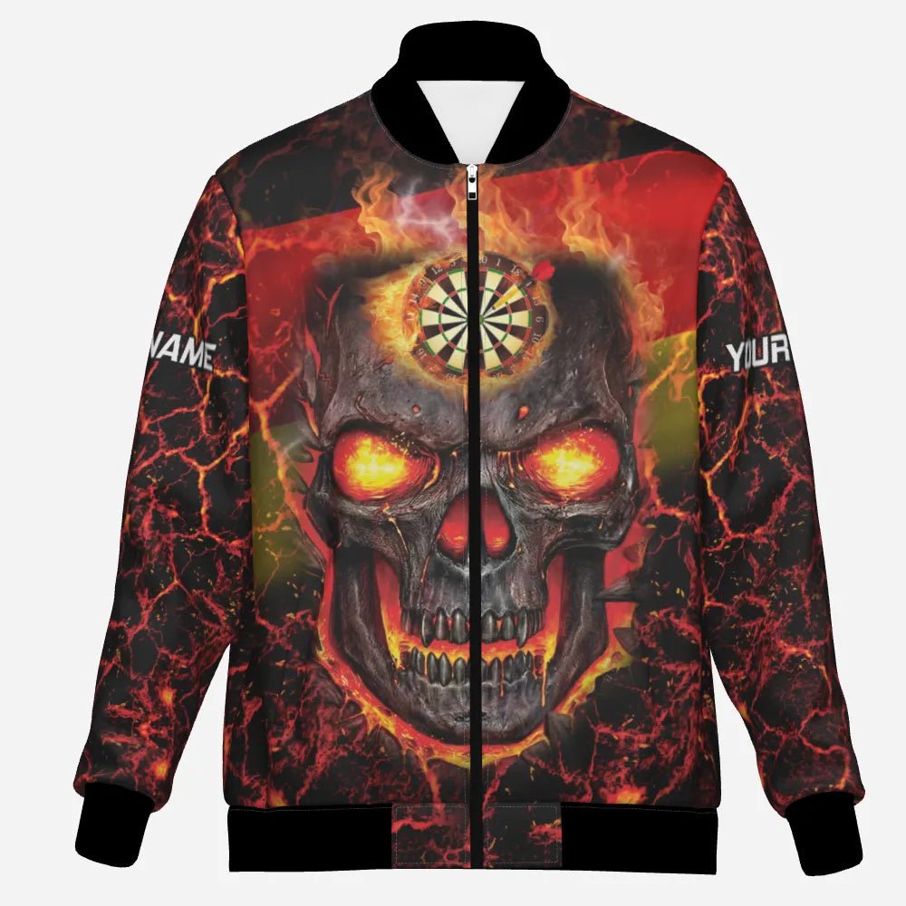 Feurige Schädel - Dartjacke "Herz des Infernos" mit Lava - Design und Deutschlandflagge G727 - Outfitsuche