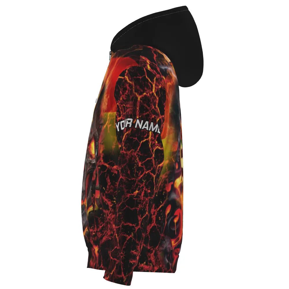 Feuriger Skull Dart Kapuzenpullover "Mittelpunkt der Hölle" mit Lava - Design und Deutschlandflagge G727 - Outfitsuche