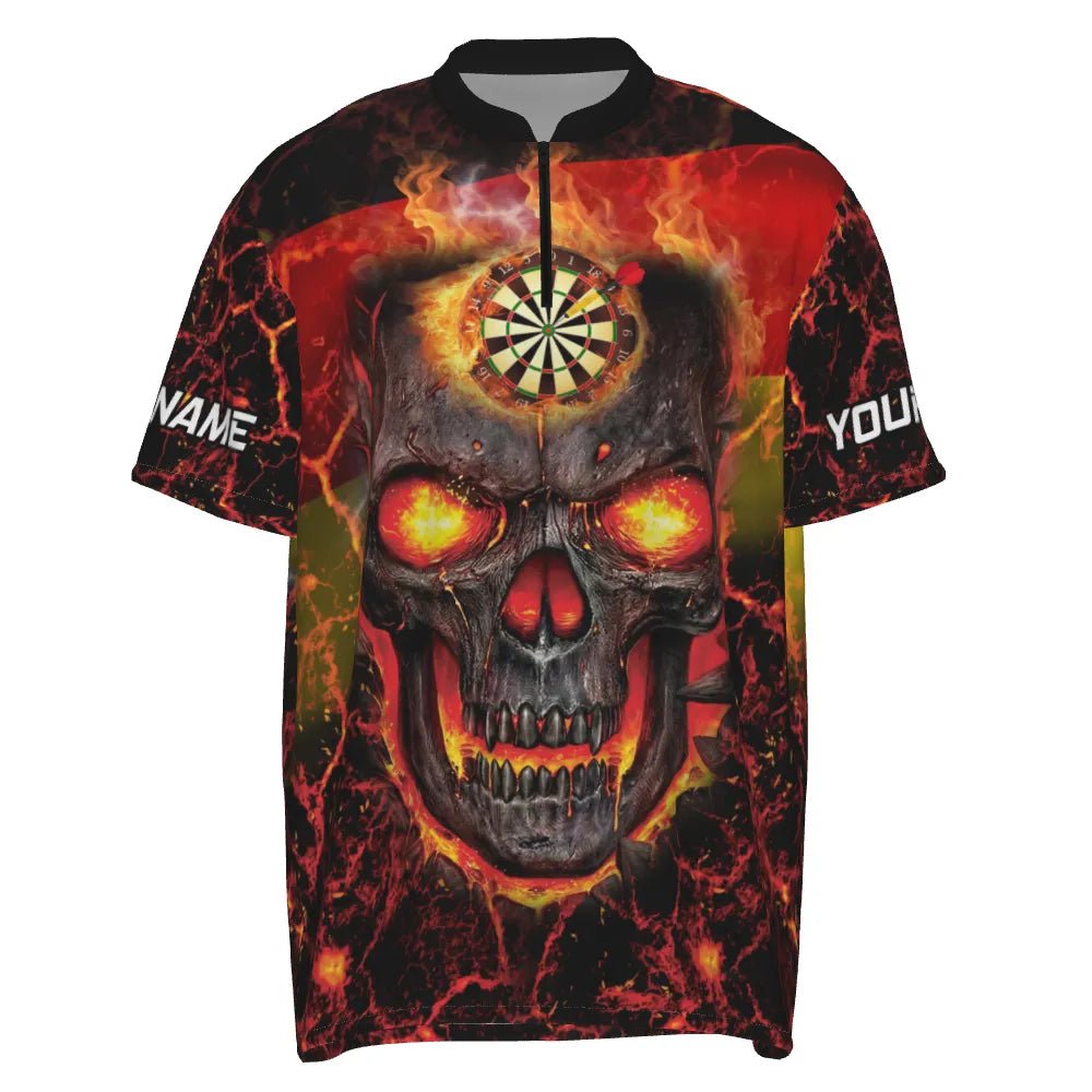 Feuriges Totenkopf Dart Polo Trikot "Zentrum des Infernos", personalisierbares Dart Shirt mit Lava-Design Deutschland Flagge für Herren GMF727 - Outfitsuche