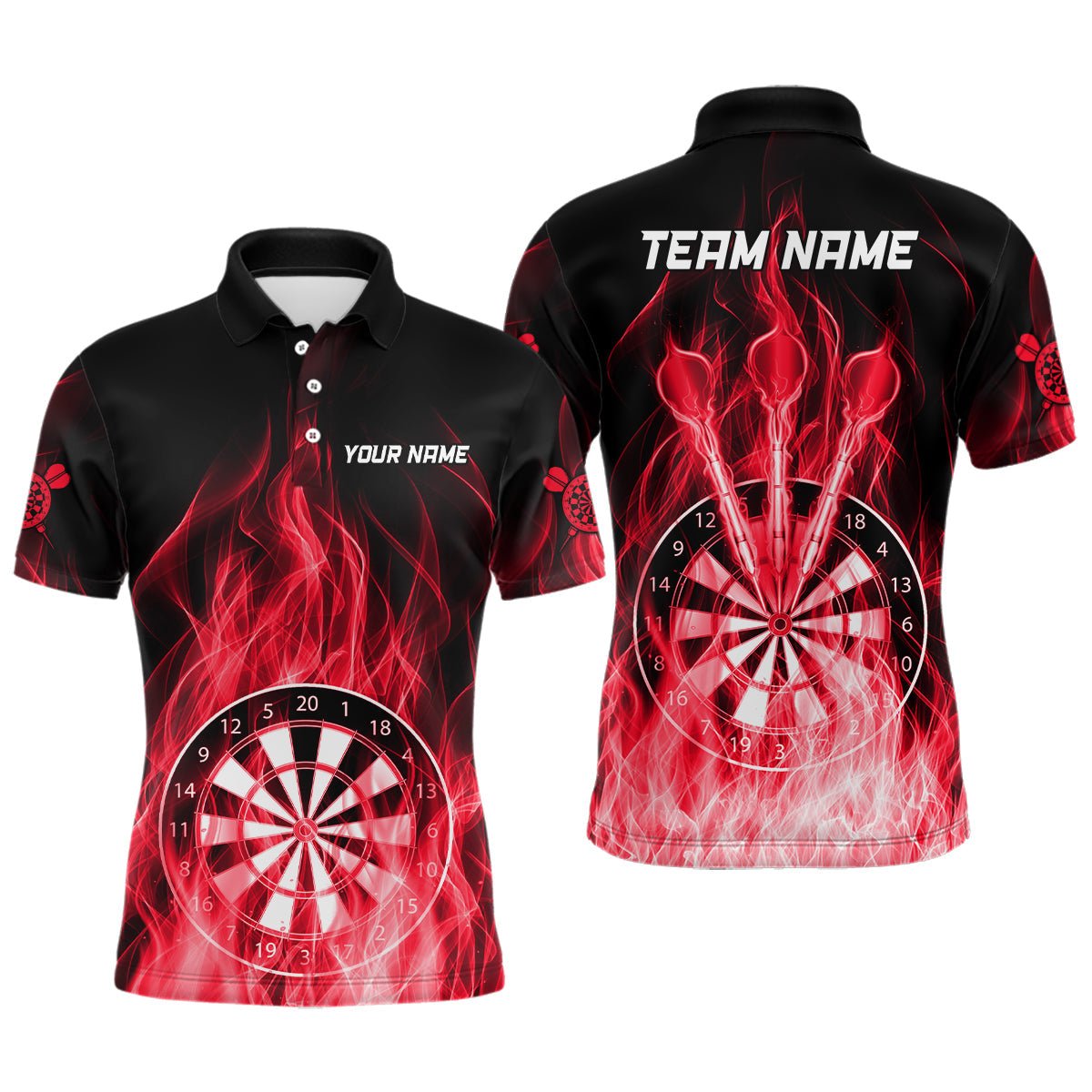 Fire Flame Dartboard 3D Darts Polo - Shirt mit individuellem Design | Rot T3298 - Outfitsuche