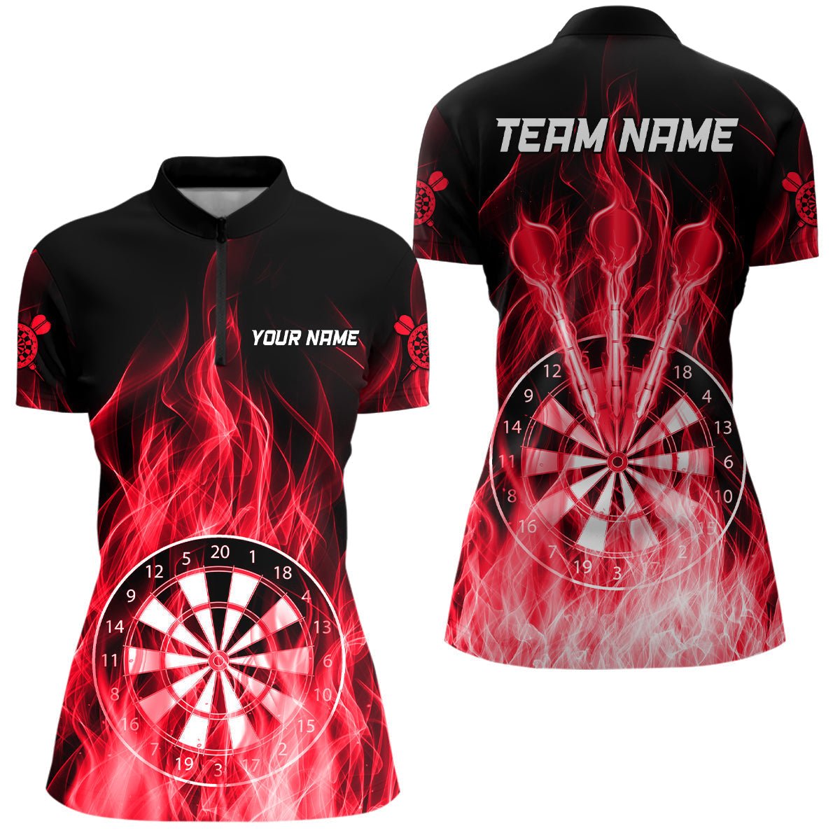 Fire Flame Dartboard 3D Darts Polo - Shirt mit individuellem Design | Rot T3298 - Outfitsuche