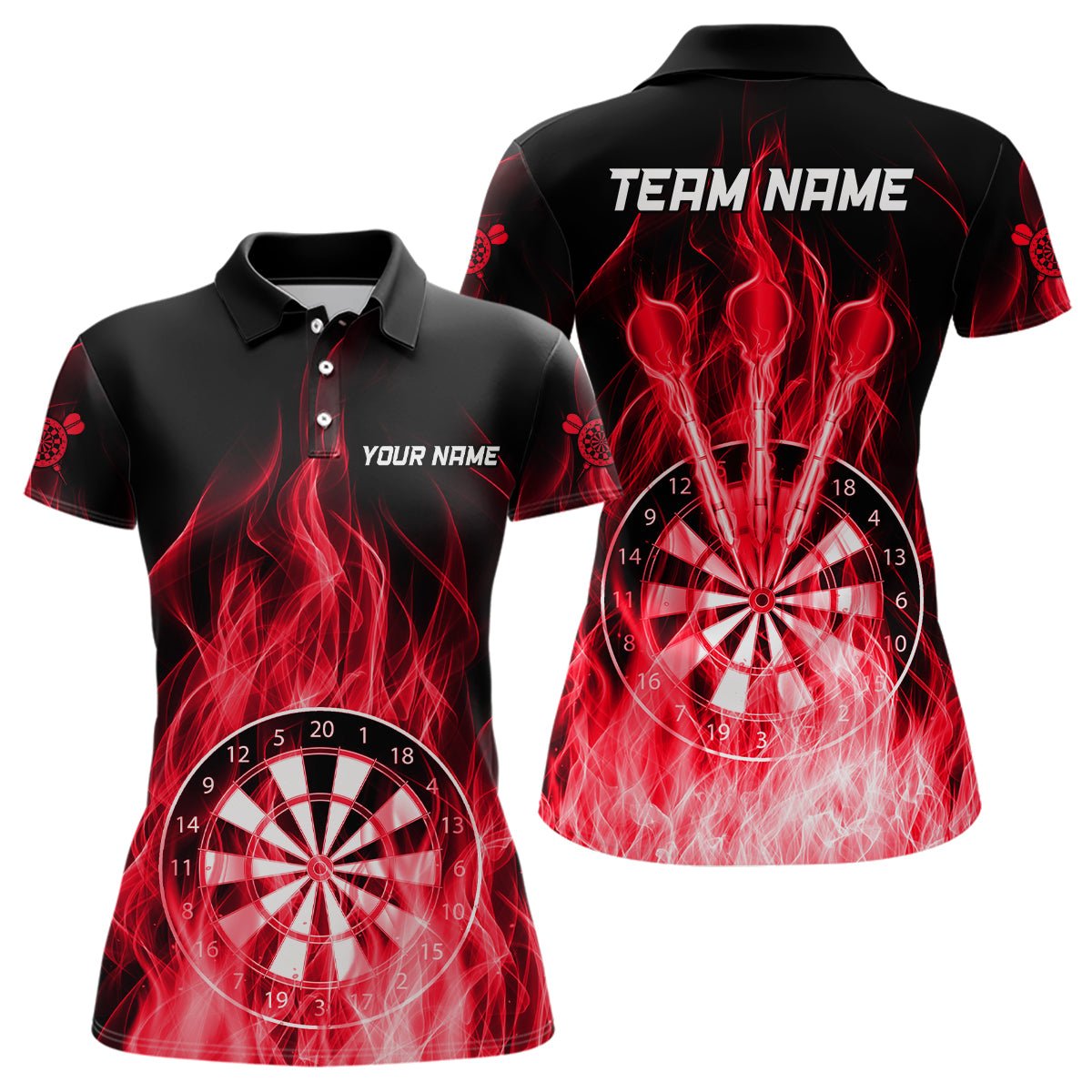 Fire Flame Dartboard 3D Darts Polo - Shirt mit individuellem Design | Rot T3298 - Outfitsuche