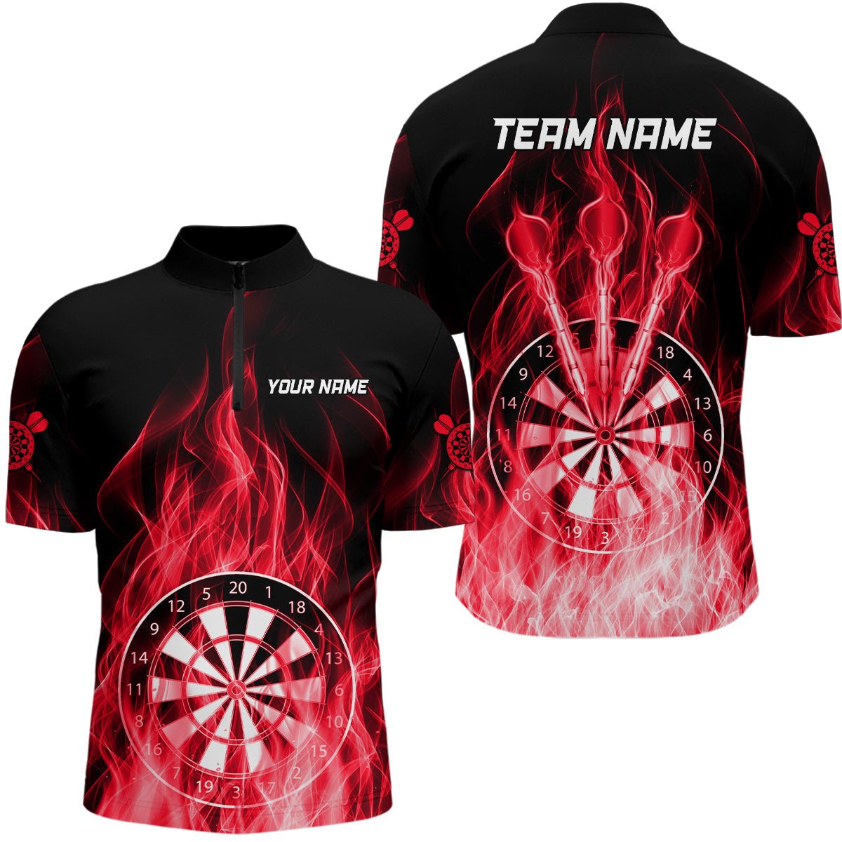 Fire Flame Dartboard 3D Darts Polo - Shirt mit individuellem Design | Rot T3298 - Outfitsuche
