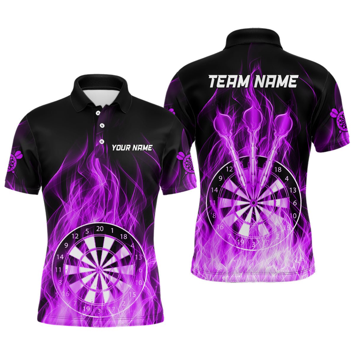 Fire Flame Dartboard 3D Darts Polo Shirt - Personalisierte Dart Polo - Shirts | Lila T3299 - Outfitsuche