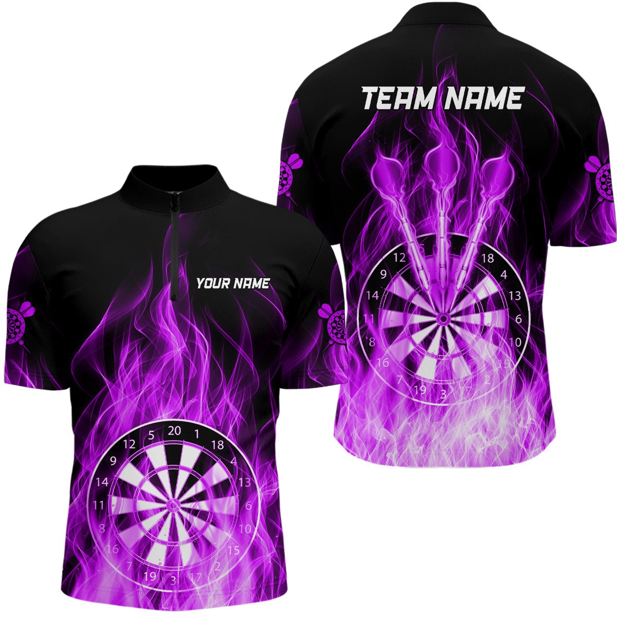 Fire Flame Dartboard 3D Darts Polo Shirt - Personalisierte Dart Polo - Shirts | Lila T3299 - Outfitsuche