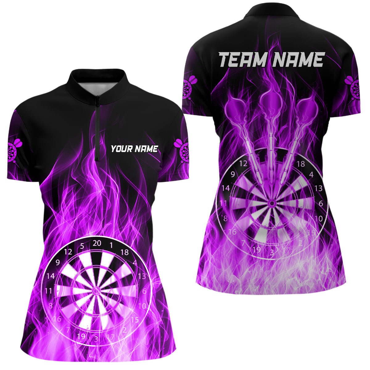 Fire Flame Dartboard 3D Darts Polo Shirt - Personalisierte Dart Polo - Shirts | Lila T3299 - Outfitsuche