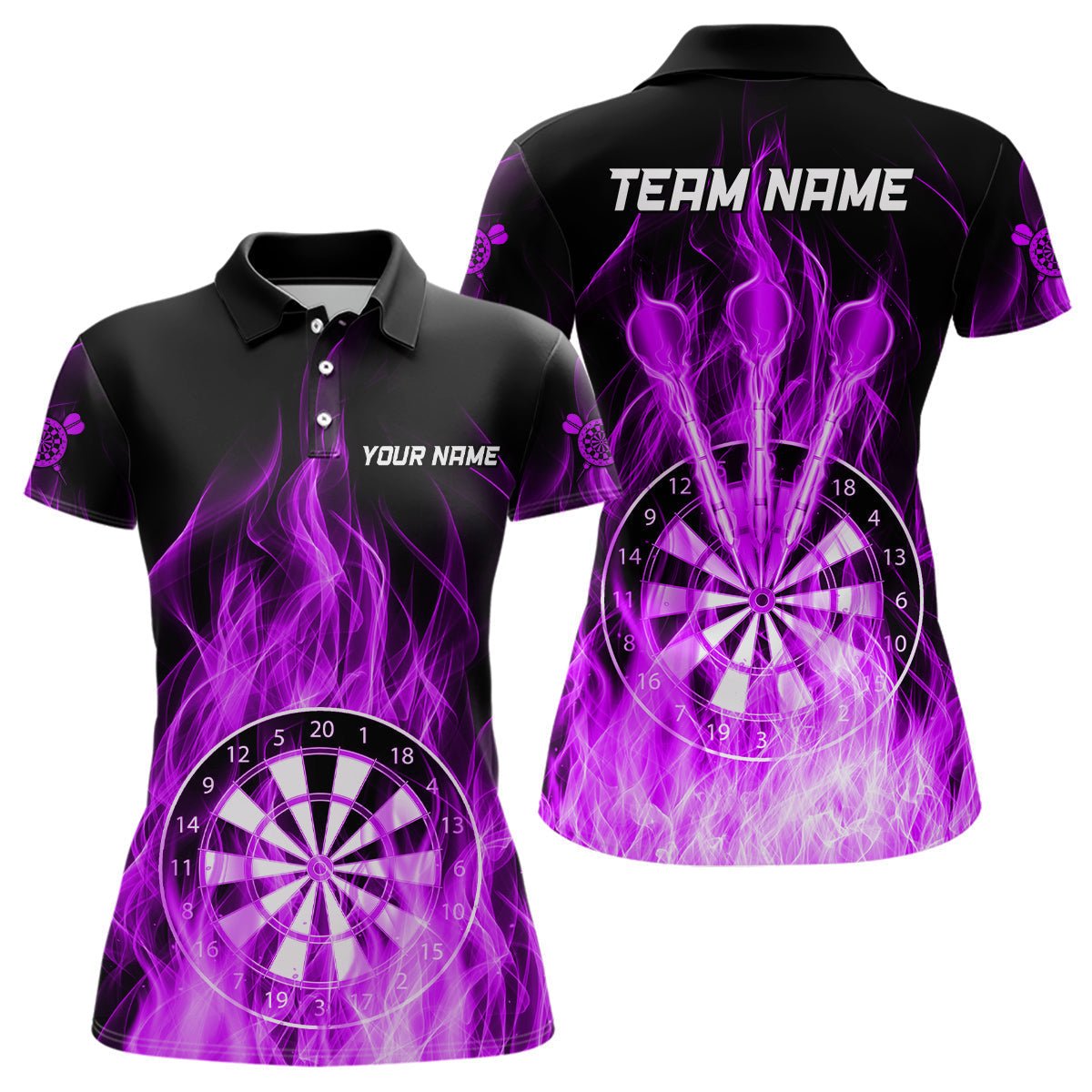 Fire Flame Dartboard 3D Darts Polo Shirt - Personalisierte Dart Polo - Shirts | Lila T3299 - Outfitsuche