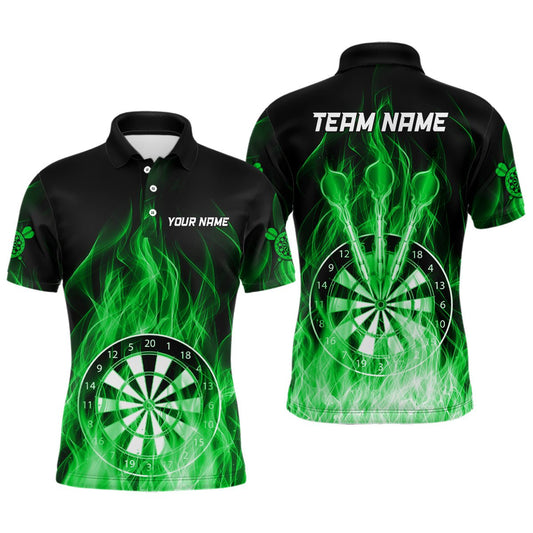 Fire Flame Dartboard 3D Darts Polo Shirt Personalisiertes Dart Poloshirt | Grün T3300 - Outfitsuche