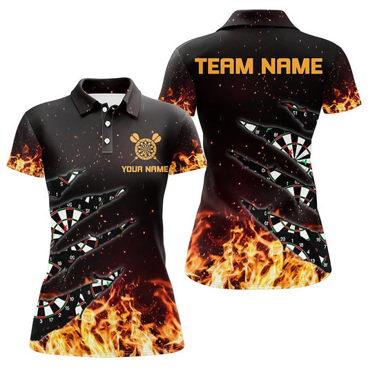 Flame Dart Board Damen Polo - Shirt - Personalisiertes Dartspieler Trikot T1271 - Outfitsuche