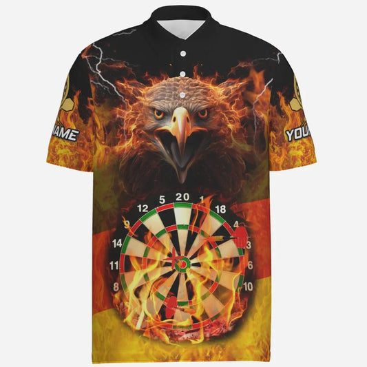 Flammenschwinge Dart-Polo-Shirt "Adlerauge", personalisiertes Herrenshirt mit Deutschland Flagge und feurigem Dartmotiv GM7596 - Outfitsuche