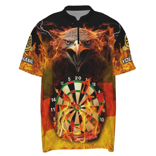 Flammenschwinge Dart-zip-Shirt "Adlerauge", personalisiertes Herrenshirt mit Deutschland Flagge und feurigem Dartmotiv, Geschenk für Dartspieler GM7596 - Outfitsuche