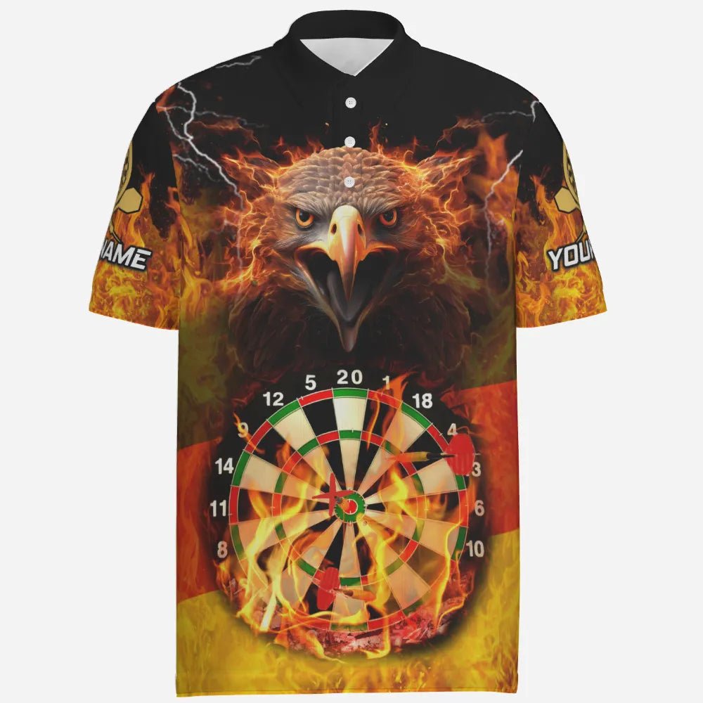 Flammenschwinge Dart-zip-Shirt "Adlerauge", personalisiertes Herrenshirt mit Deutschland Flagge und feurigem Dartmotiv, Geschenk für Dartspieler GM7596 - Outfitsuche