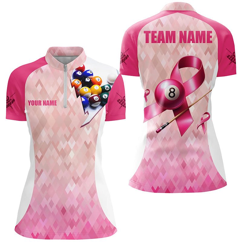 Frauen Custom Pink Ribbon Brustkrebs - Bewusstseins Billardshirt T2112 - Outfitsuche