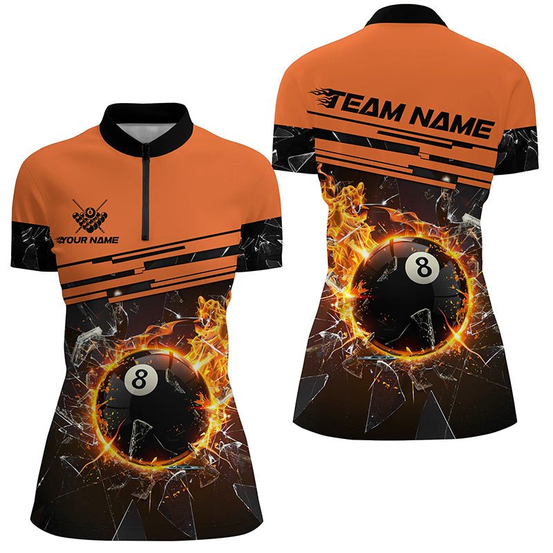 Frauen Orange Lustiges 8 - Ball Pool Billiard Shirt T1804 - Outfitsuche