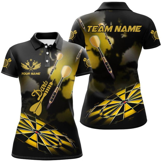 Gelbe Dartscheibe mit Rauchdesign – Individuelle Darts - Shirts für Frauen, Darts - Liga Teamshirt und Dart - Trikots T3069 - Outfitsuche