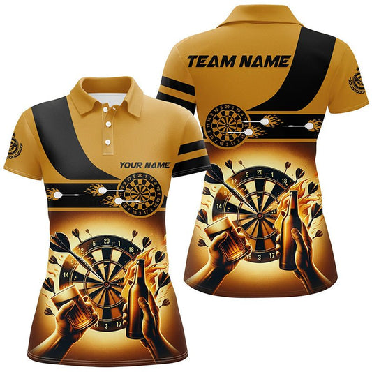Gelbes Bier Damen Darts Polo Shirt | Personalisiertes Dartshirt für Frauen | Lustiges Bier Motiv | Individuelle Gestaltungsoptionen | L1380 - Outfitsuche