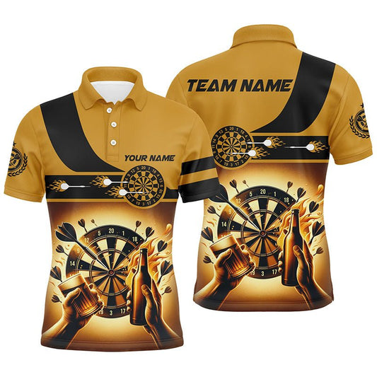Gelbes Bier Herren Darts Polo Shirt | Personalisiertes Dartshirt für Männer | Lustiges Bier Dart Trikot L1380 - Outfitsuche