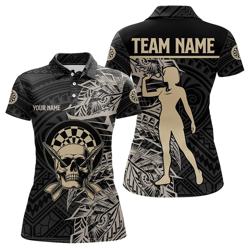 Gold - und Schwarzes Tribal - Muster Personalisiertes Dart - Polo - Shirt mit Totenkopf T3318 - Outfitsuche