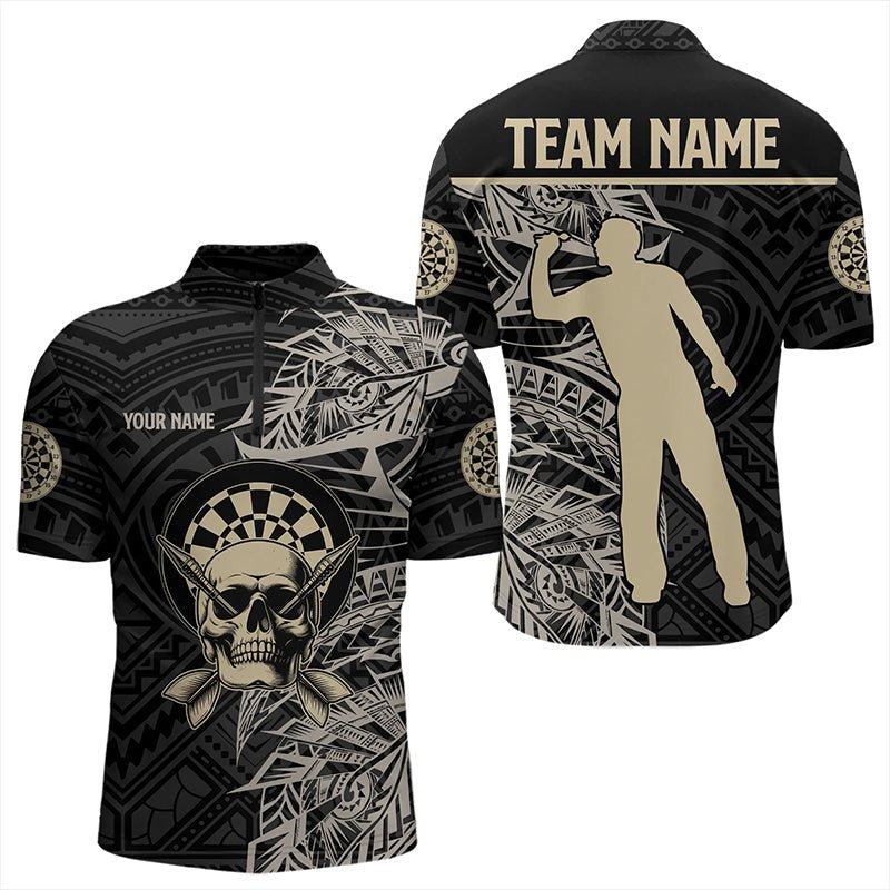 Gold - und Schwarzes Tribal - Muster Personalisiertes Dart - Polo - Shirt mit Totenkopf T3318 - Outfitsuche