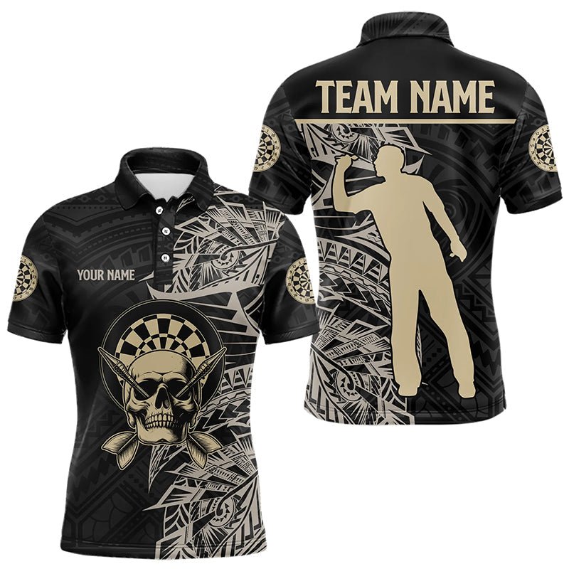 Gold - und Schwarzes Tribal - Muster Personalisiertes Dart - Polo - Shirt mit Totenkopf T3318 - Outfitsuche