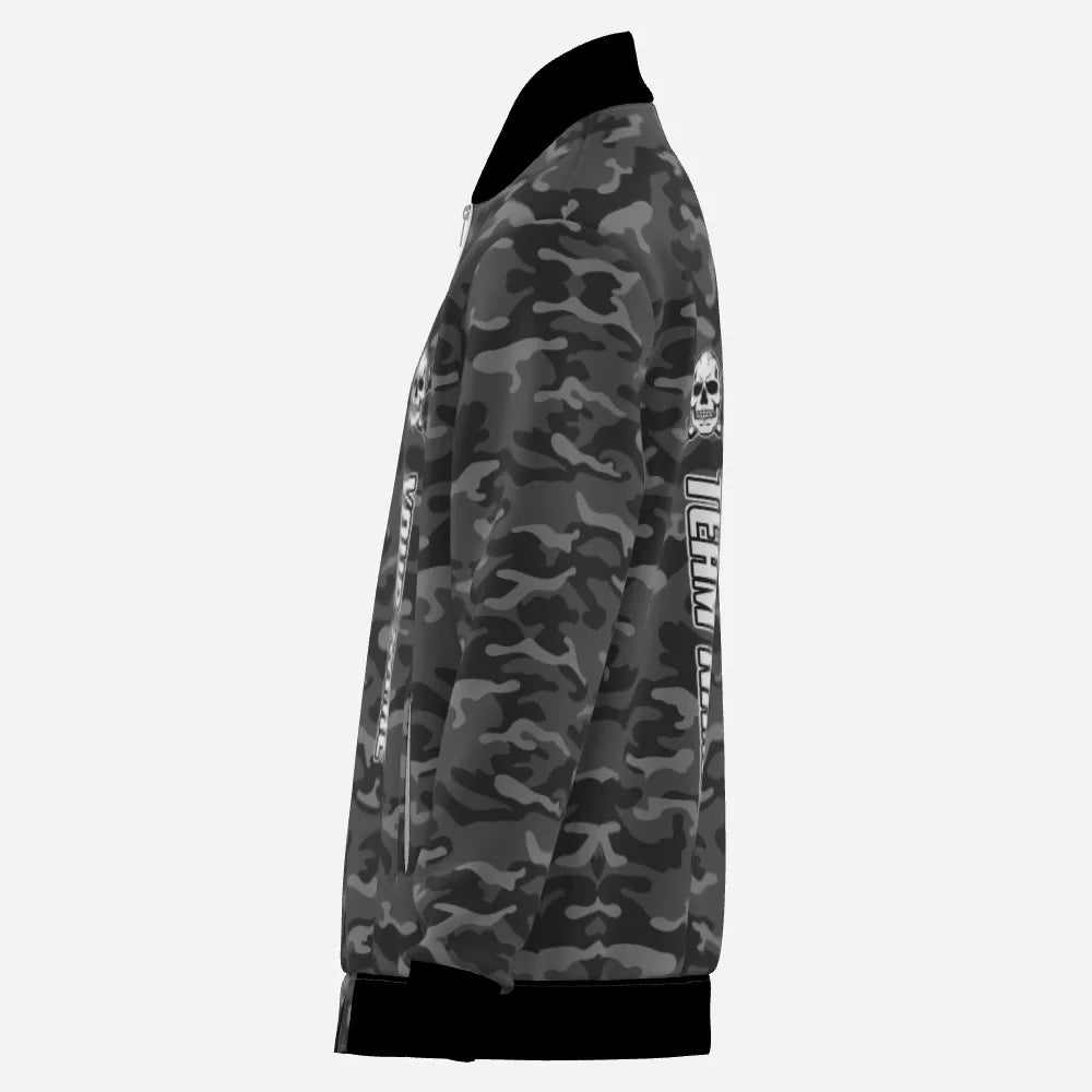 Graue Camouflage - Jacke mit Totenkopf - Motiv für Darts - Enthusiasten M636 - Outfitsuche