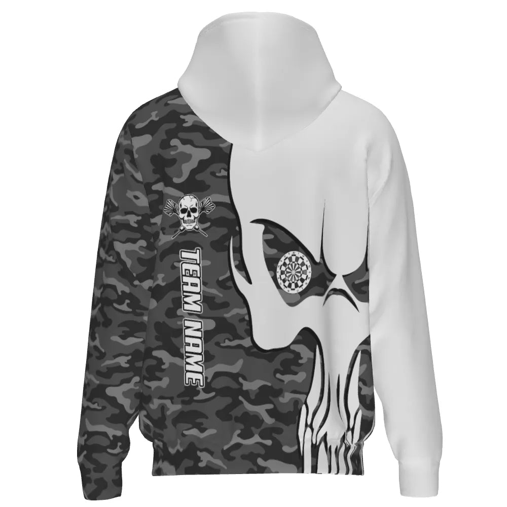 Grauer Camouflage Skull Darts Kapuzenpullover - Stylisch & Bequem M636 - Outfitsuche