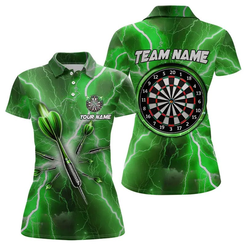 Grün Blitz Lightning 3D Dart Polo Shirt Individuell Gestaltet Dart Trikots T3338 - Outfitsuche