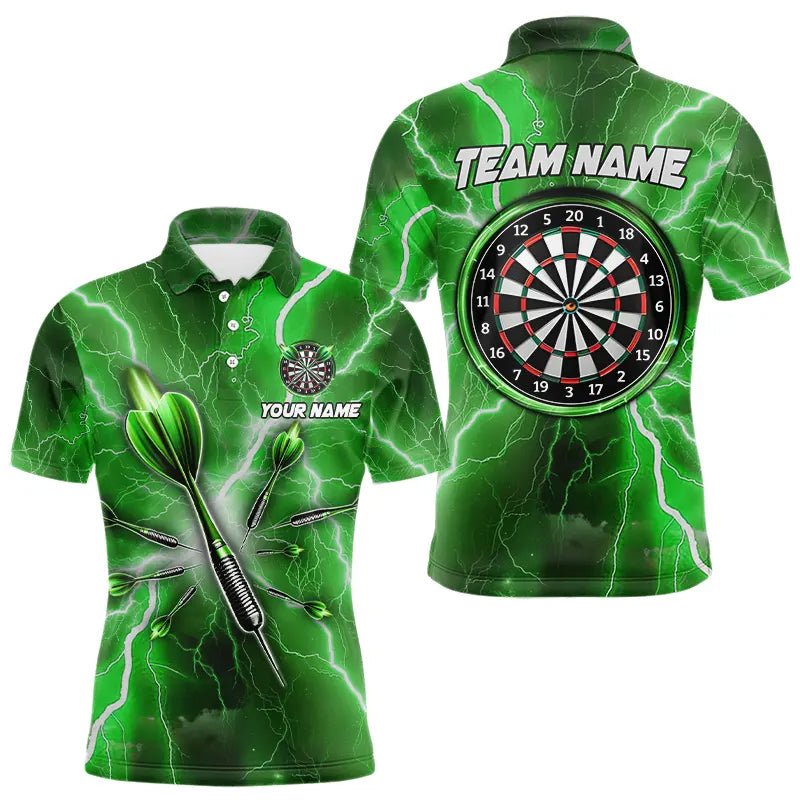 Grün Blitz Lightning 3D Dart Polo Shirt Individuell Gestaltet Dart Trikots T3338 - Outfitsuche